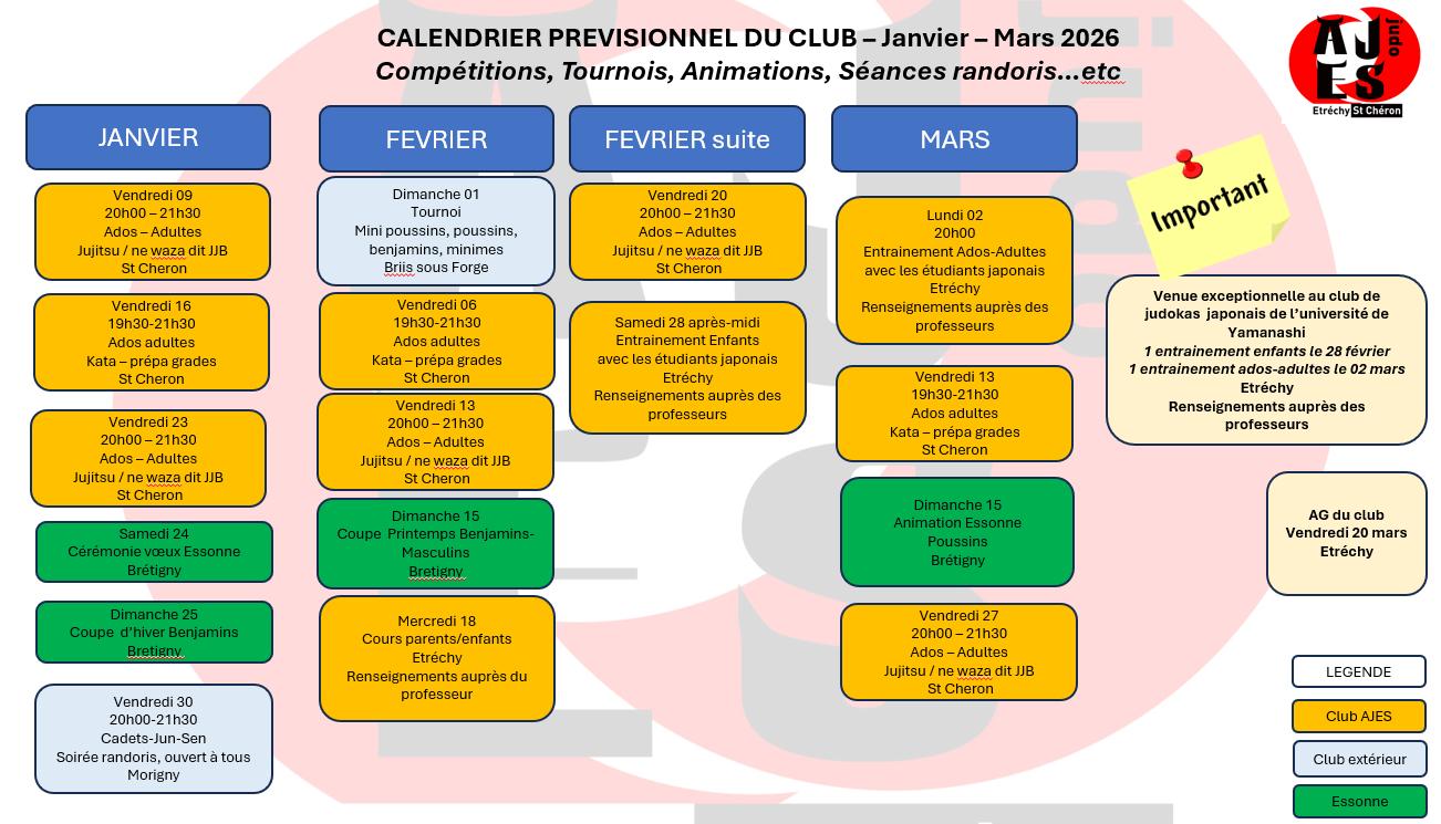 Les rendez vous de janvier à mars 2026